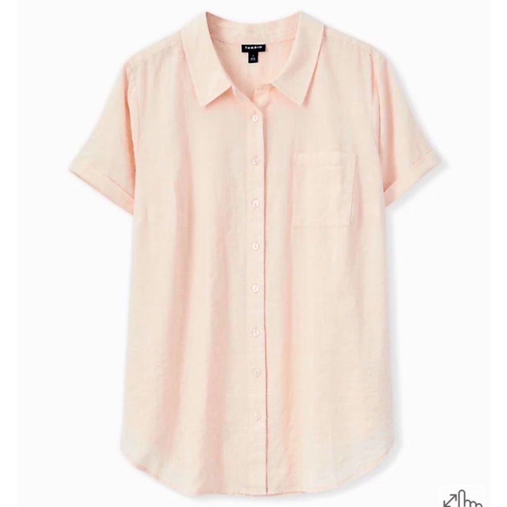 NEW Torrid 3 Light Pink Textured Button Front Shirt Short Sleeve